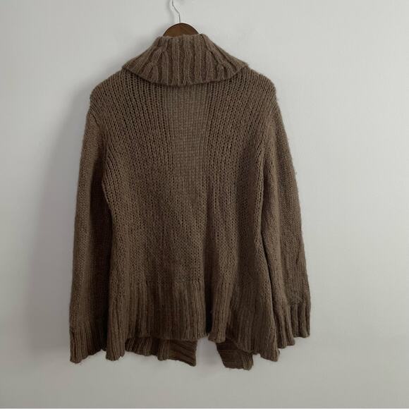 Wooden Ships | Women’s Brown Open Front Cardigan Waterfall Knit Sweater Mohair M - Picture 4 of 8
